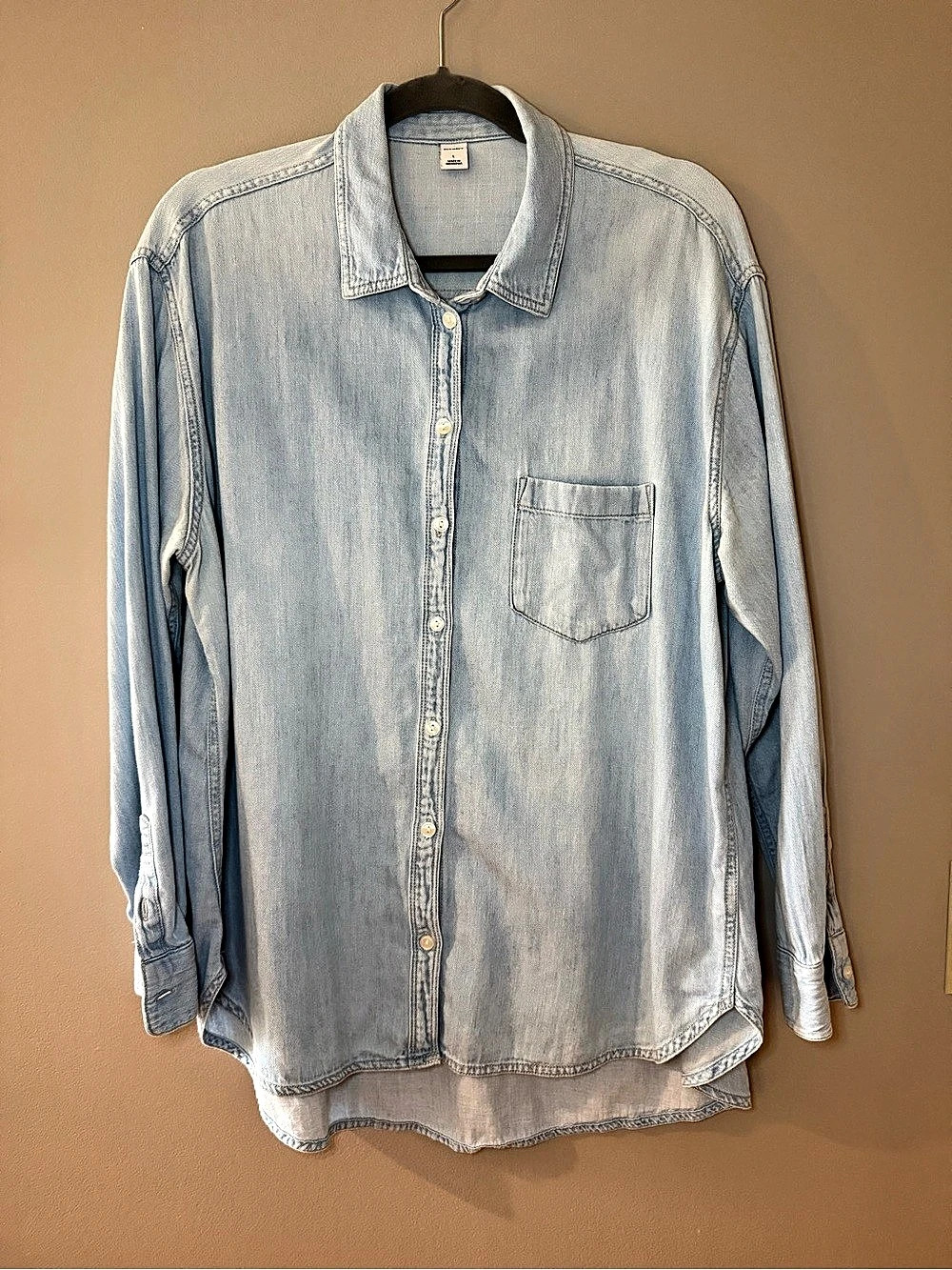 Old Navy Oversized Boyfriend Button-Down Jean Shirt Blue Large